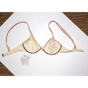 La Perla White, Nude, + Silver Wire Cup Bikini Top